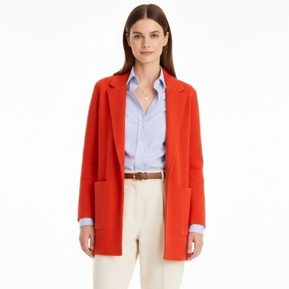 J. Crew Sophie Open Front Sweater Blazer Size XS Red Preppy Old Money Career